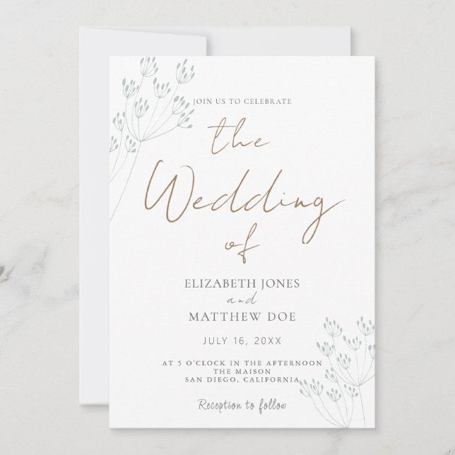 Romantic Greenery Wedding Invitation Einladung (Vorderseite)