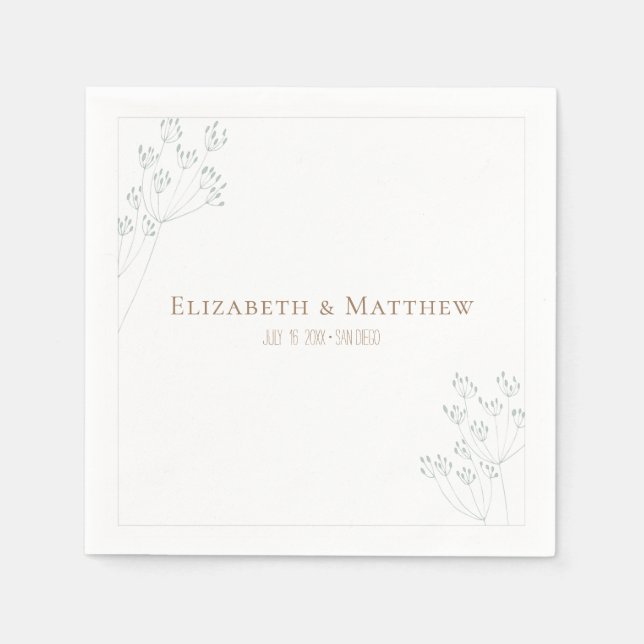 Romantic Greenery Wedding Serviette (Vorderseite)