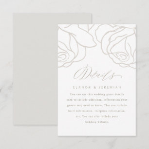 Romantic Grey Floral Mariage Carte de détail de l'