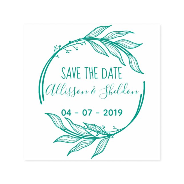 Romantic Hand Draw Leaves Save The Date Permastempel (Design)
