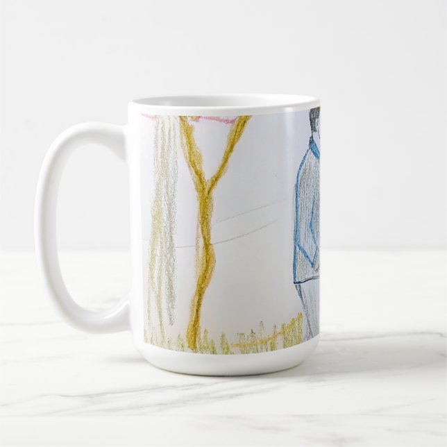 Romantic Hand-Drawn Couple Walking in Park t-shirt Kaffeetasse (Links)