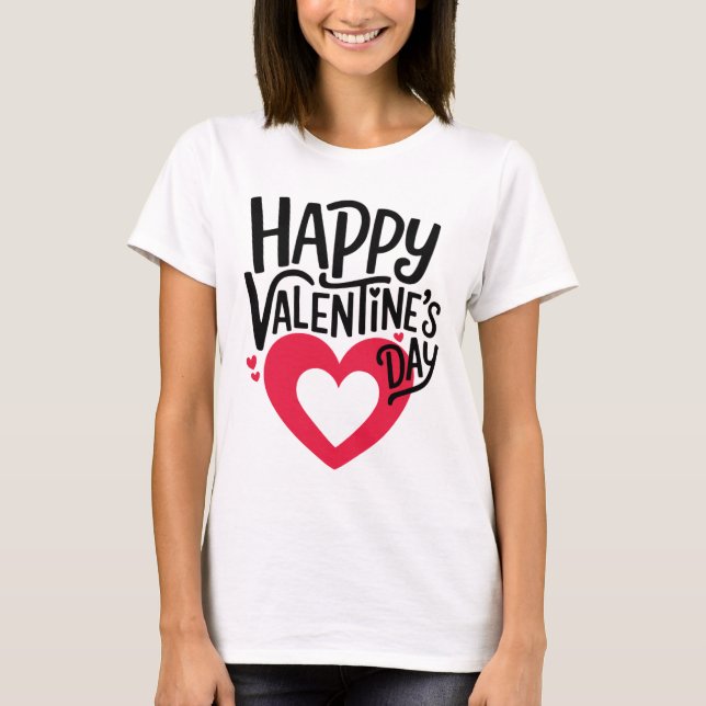 Romantic Happy Valentine's Day T-Shirt for Paares (Vorderseite)