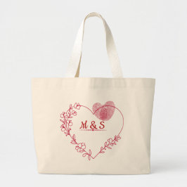 Romantic Heart Floral Tote Bag Jumbo Stoffbeutel