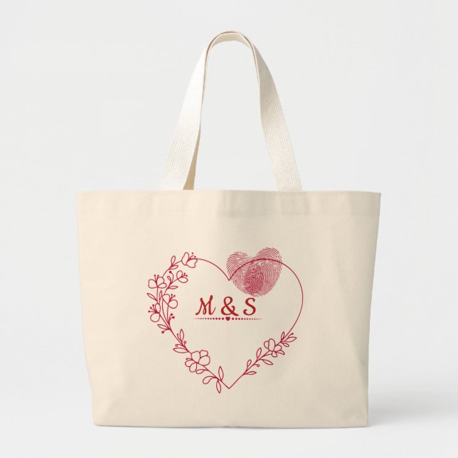 Romantic Heart Floral Tote Bag Jumbo Stoffbeutel (Vorne)