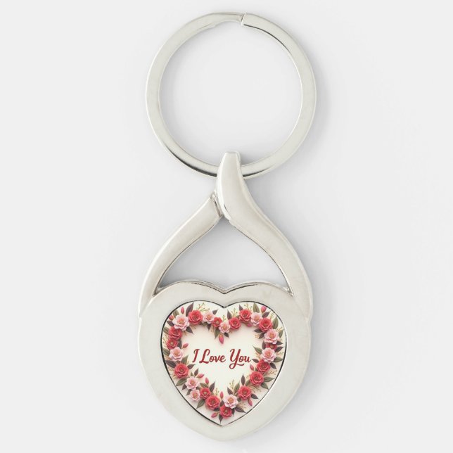 Romantic Heart Keychain - Ich Liebe Sie Geschenk Schlüsselanhänger (Vorderseite)