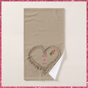 Romantic Heart Ocean Beach Sand Badhandtuch Set