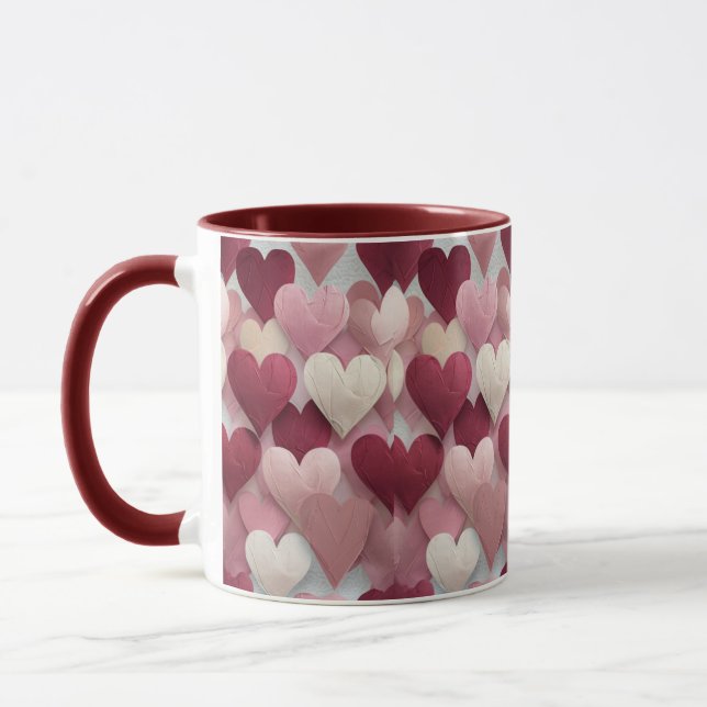 Romantic Heart Pattern Mug Pink & Red Love Coffee Tasse (Links)