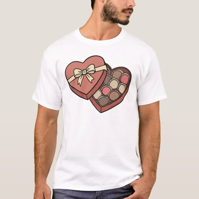 Romantic Heart-Shaped Chocolate Box Valentine  T-Shirt (Vorderseite)