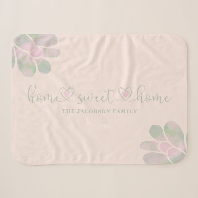 Romantic Heart Wimshical Home Sweet Home Quote Sherpadecke (Vorderseite (Horizontal))
