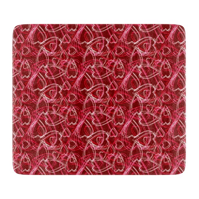 Romantic Hearts Ruby Red Schneidebrett (Vorderseite)