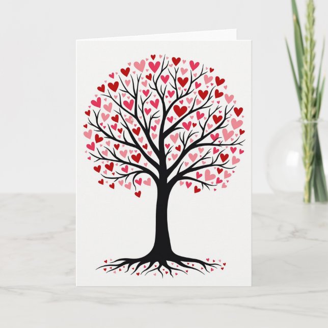 Romantic Hearts Tree Card Karte (Vorderseite)