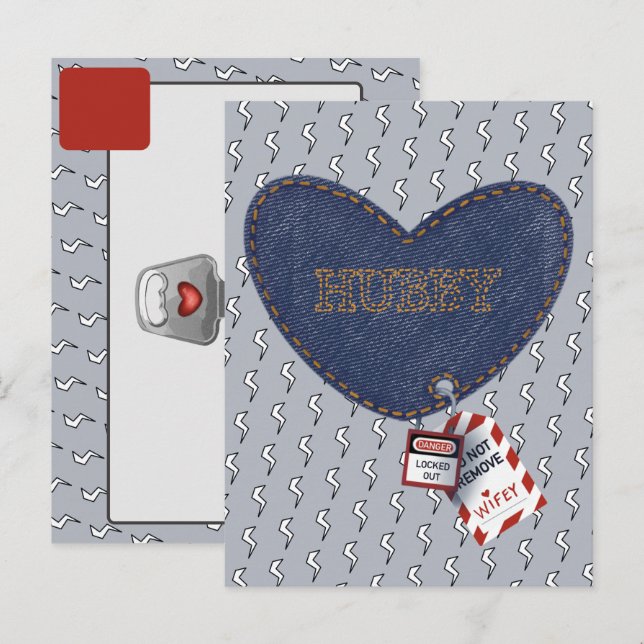 Romantic Hubby Wifey Electrical Lock Tag Herz Postkarte (Vorne/Hinten)