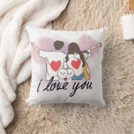 Romantic “I Love You” Couple Throw Pillow Kissen