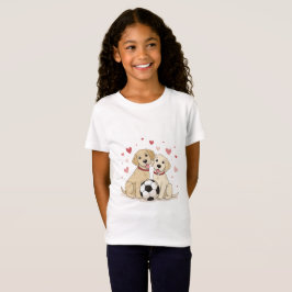 Romantic Labradors with Soccer Ball for Valentine' T-Shirt