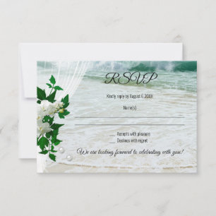 Romantic Lace Pearls Orchid Beach Wedding UAWG Einladung