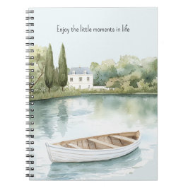 Romantic Lake Row Boat Enjoy Moments   Notizblock