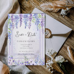 Romantic Lavender Wisteria Save the Date Ankündigung<br><div class="desc">Romantic Lavender Wisteria Save the Date Card | Purple Floral Garden Wedding Announcement . Announce your special day with this elegant lavender wisteria floral arch save the date card, designed for romantic garden and outdoor weddings. Cascading watercolor wisteria blooms in soft shades of lavender and lilac create a beautiful botanical...</div>