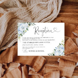 Romantic Light Blue Floral Wedding Reception Card Begleitkarte