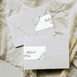 Romantic Light Blue Floral Wedding Return Address 