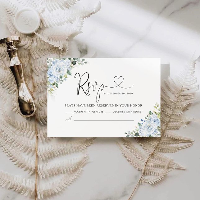Romantic Light Blue Floral Wedding RSVP Card Karte (Von Creator hochgeladen)