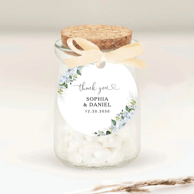  Romantic Light Blue Floral Wedding  Runder Aufkleber (Von Creator hochgeladen)