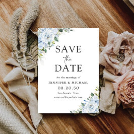 Romantic Light Blue Floral Wedding Save The Date