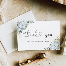 Romantic Light Blue Floral Wedding Thank You Card Dankeskarte