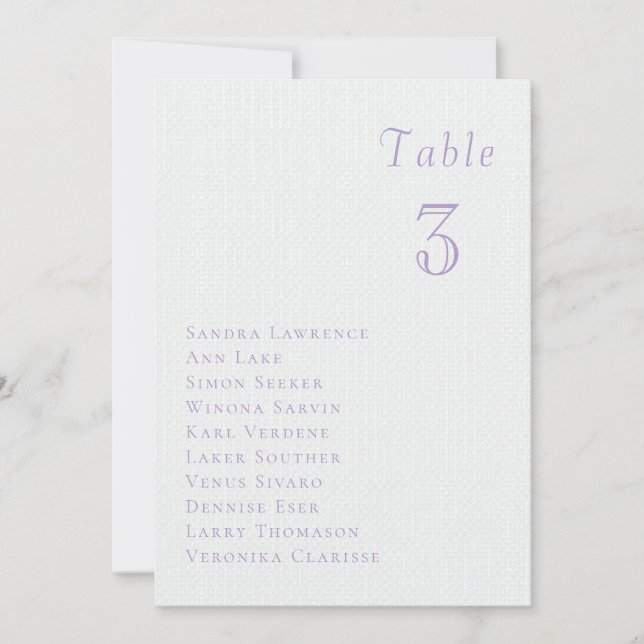 Romantic lilac floral Wedding Table Seating Card Einladung (Vorderseite)