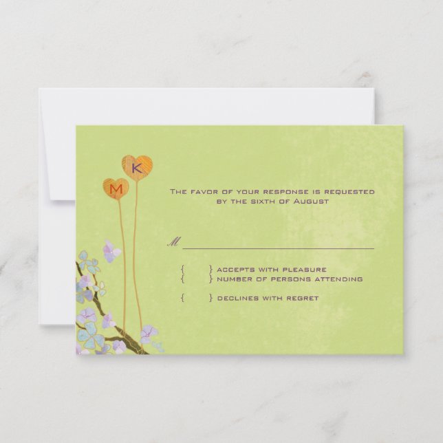 Romantic Lime Green Rural Wedding RSVP (Vorderseite)