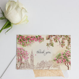 Romantic London Skyline Blume Wedding Vielen Dank Karte