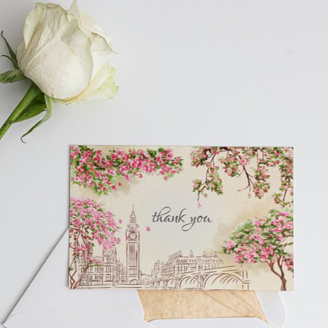 Romantic London Skyline Blume Wedding Vielen Dank Karte (Von Creator hochgeladen)
