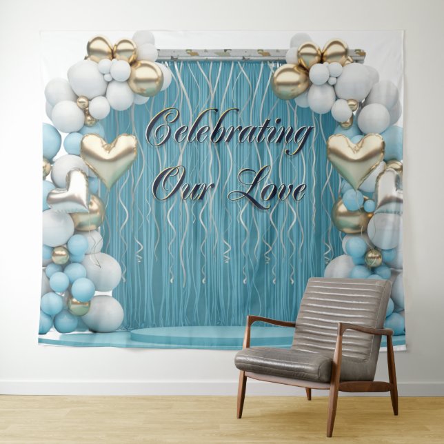 Romantic Love Banner Backdrop Wall Art  Wandteppich (Beispiel (Horizontal))