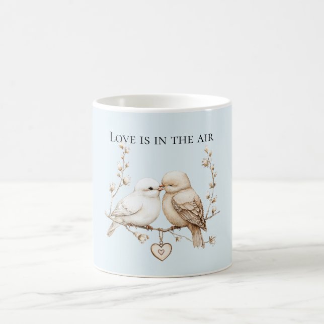 Romantic Love Birds Heart  Kaffeetasse (Mittel)