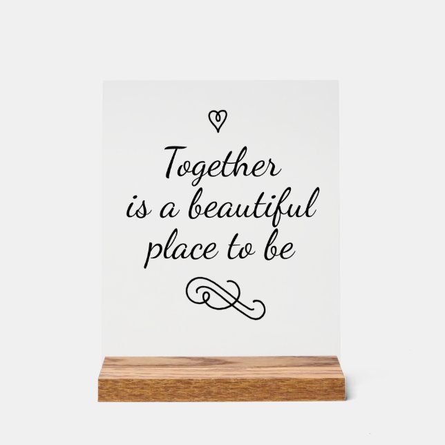 Romantic Love Calligraphy Togetherness Wedding Acrylschild (Vorderseite)