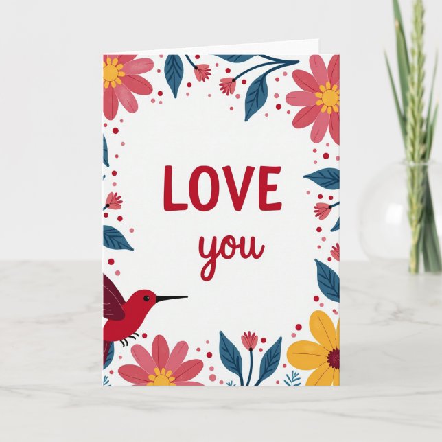 Romantic Love Floral Card Karte (Vorderseite)