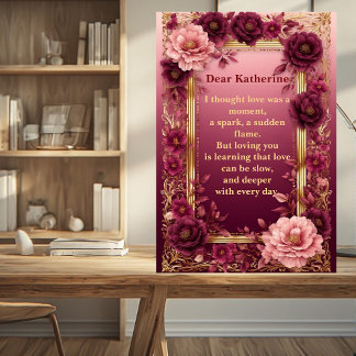 Romantic Love Poem Soulmate Rustic Roses Vintage Fotoplatte