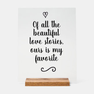 Romantic Love Story Calligraphy Wedding Acrylschild