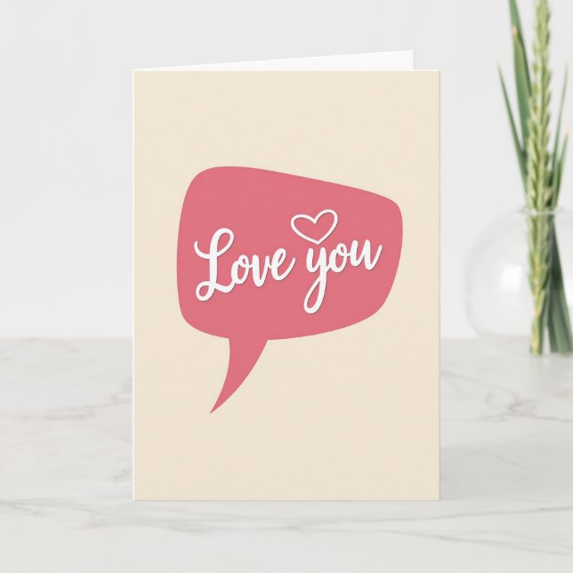 Romantic Love You Script Heart Card Karte (Vorderseite)