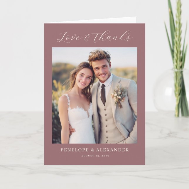 Romantic Maroon Classic Photo Dankeskarte (Vorderseite)