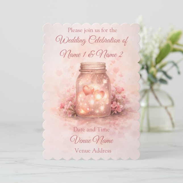 Romantic Mason Jar Wedding Invitation (Debout devant)