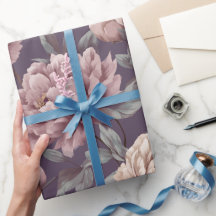 Romantic Mauve Peony Cream Floral Pattern