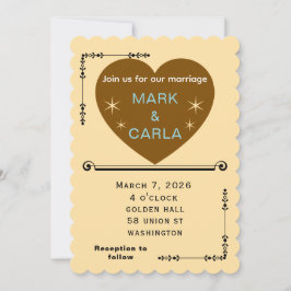 Romantic Minimal Wedding Invitation in Soft Beige. Einladung