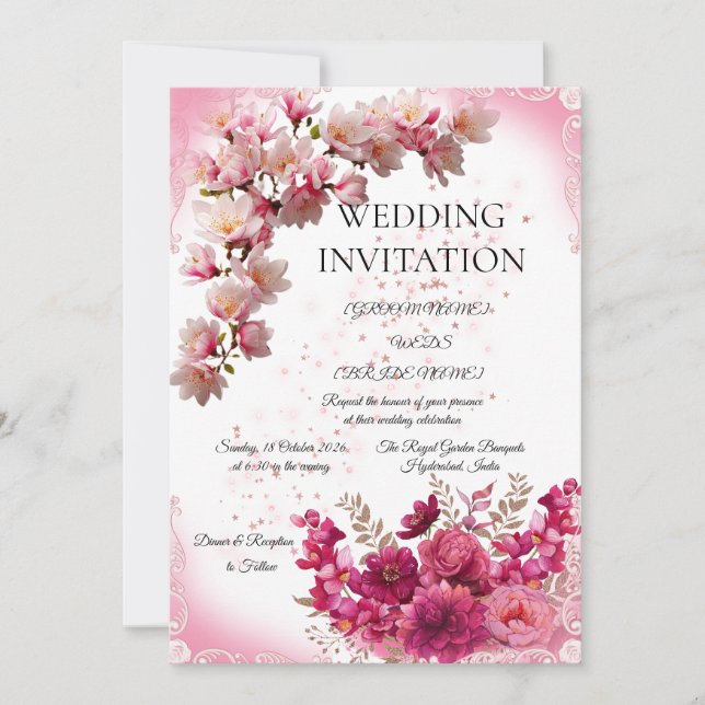 Romantic Minimal Wedding Invite Einladung (Vorderseite)