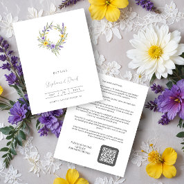 Romantic Minimal Wedding Yellow & Lavender Wreath Begleitkarte