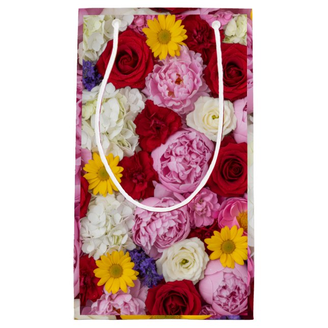 Romantic Mixed Floral Bouquet Pattern with Roses Kleine Geschenktüte (Vorderseite)