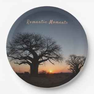 Romantic Momente Sunset Sacred Baobabs, Foto von Pappteller