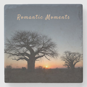 Romantic Momente Sunset Sacred Baobabs, Foto von Steinuntersetzer