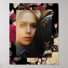 Romantic Moody Floral Photo Black Poster