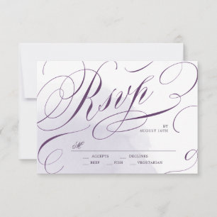 Romantic Moody violet calligraphie mariage RSVP