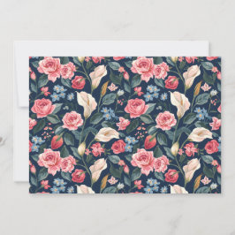 Romantic Navy Blue Floral Garden Pattern Einladung
